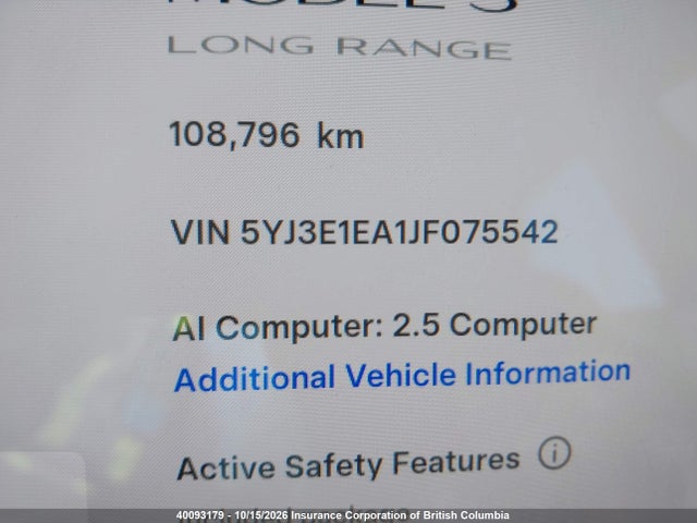 Продажа на аукционе авто 2018 Tesla Model 3 Long Range/mid Range, vin: 5YJ3E1EA1JF075542, номер лота: 40093179