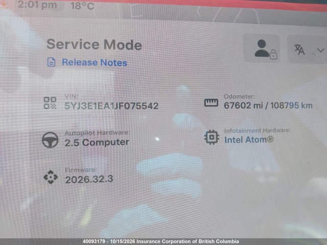 Продажа на аукционе авто 2018 Tesla Model 3 Long Range/mid Range, vin: 5YJ3E1EA1JF075542, номер лота: 40093179