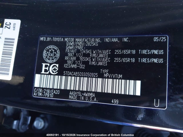 5TDACAB50SS050925 Toyota Grand Highlander Hybrid Xle
