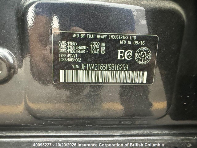 Subaru WRX 2017 JF1VA2T65H9816259 Image 24