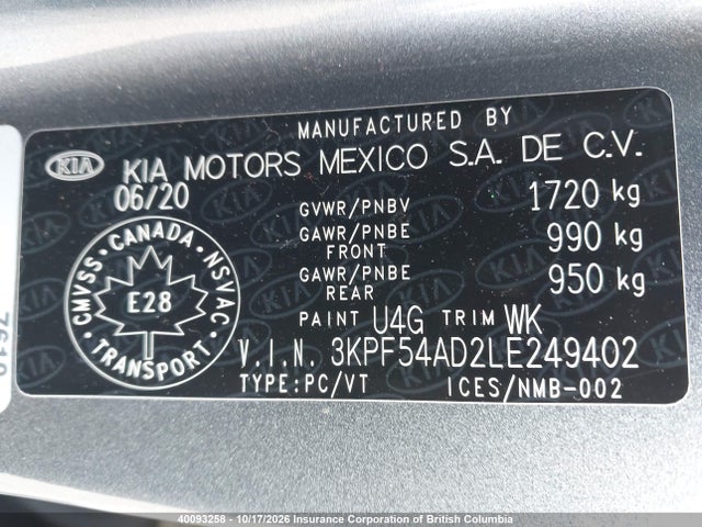 KIA Forte 2020 3KPF54AD2LE249402 Image 9