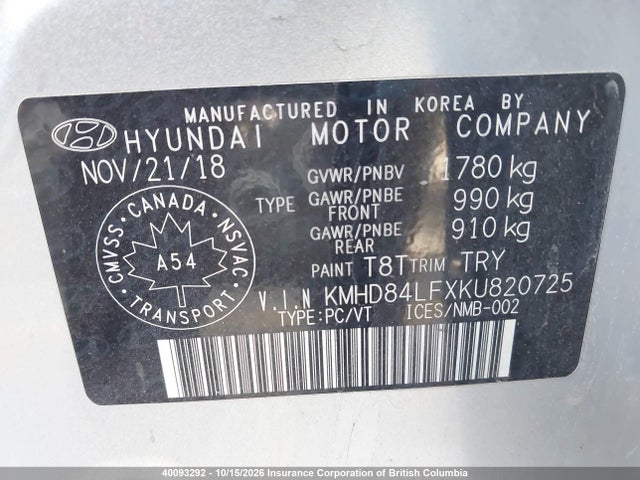 Продажа на аукционе авто 2019 Hyundai Elantra Sel/value/limited, vin: KMHD84LFXKU820725, номер лота: 40093292