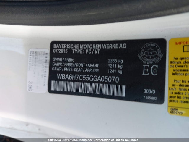 BMW 650 XI 2016 WBA6H7C55GGA05070 Image 9