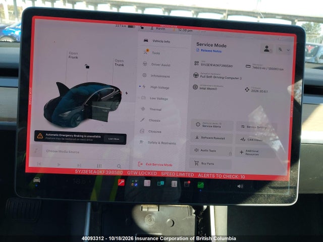 Tesla MODEL 3 2019 5YJ3E1EA0KF398580 Image 7
