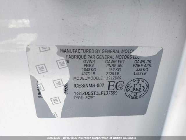 1G1ZD5ST1LF137569 Chevrolet MALIBU LT