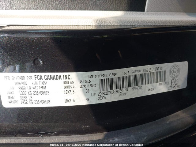 Chrysler Pacifica Touring L Plus 2018 2C4RC1EG6JR156755 Image 9
