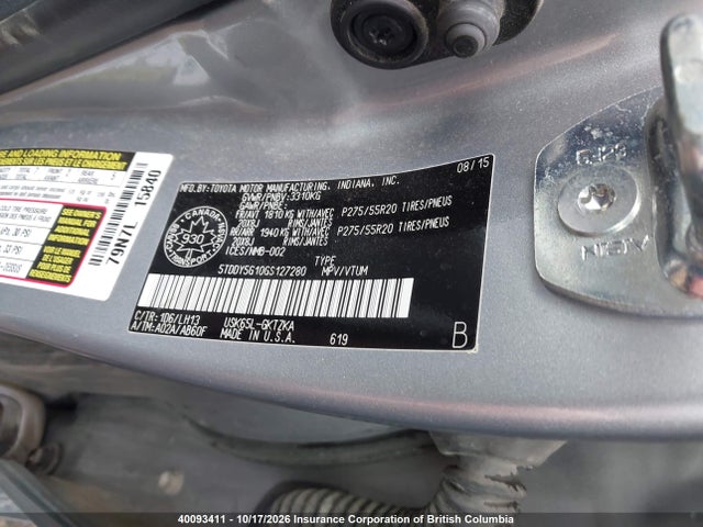 Toyota Sequoia Platinum 2016 5TDDY5G10GS127280 Image 9