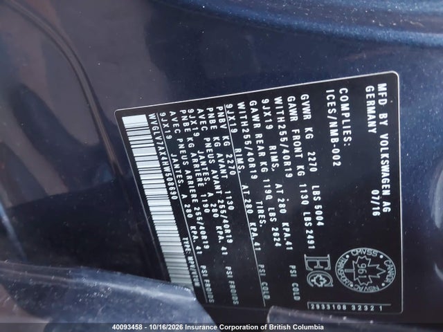 40093458 :رقم المزاد ، WVGLV7AX4HW508690 vin ، 2017 Volkswagen Tiguan Highline مزاد بيع