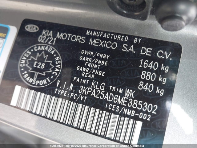 KIA RIO S 2021 3KPA25AD6ME385302 Image 9
