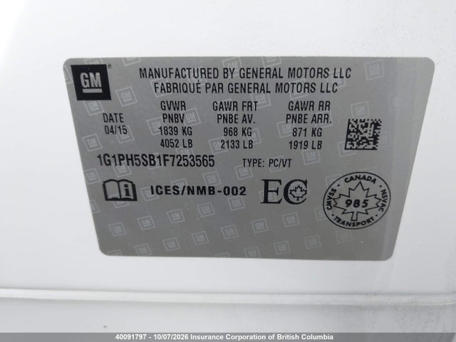 Chevrolet CRUZE ECO 2015 1G1PH5SB1F7253565 Image 9