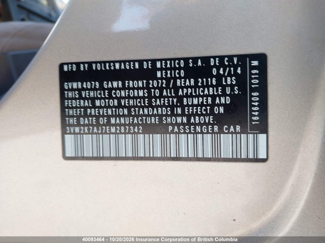 Volkswagen Jetta 2014 3VW2K7AJ7EM287342 Image 9
