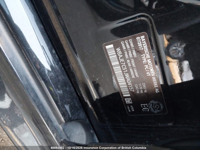40093502 :رقم المزاد ، WBAJE7C51JWA04157 vin ، 2018 Bmw 540i مزاد بيع