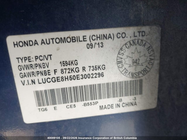 Honda FIT LX 2014 LUCGE8H50E3002296 Image 9