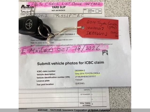 2T1BURHE0EC001017 Toyota Corolla L/le/le Pls/prm/s/s Pls
