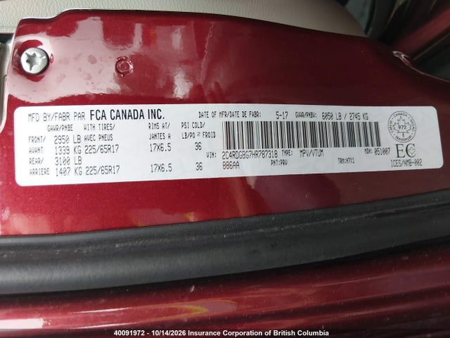 Dodge Grand Caravan Se 2017 2C4RDGBG7HR787318 Image 9