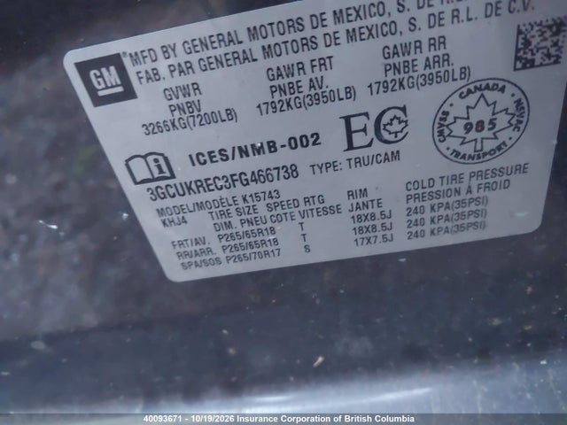Chevrolet Silverado 1500 Lt 2015 3GCUKREC3FG466738 Image 9