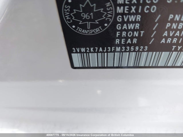 3VW2K7AJ3FM335923 Volkswagen JETTA S