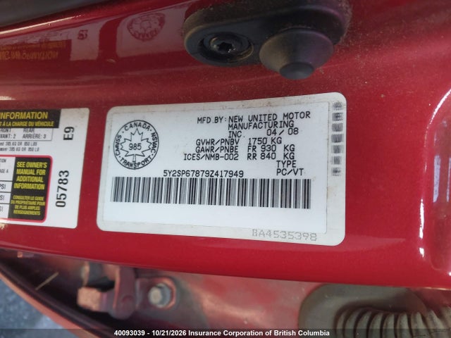 Продаж на аукціоні авто 2009 Pontiac Vibe, vin: 5Y2SP67879Z417949, номер лоту: 40093039