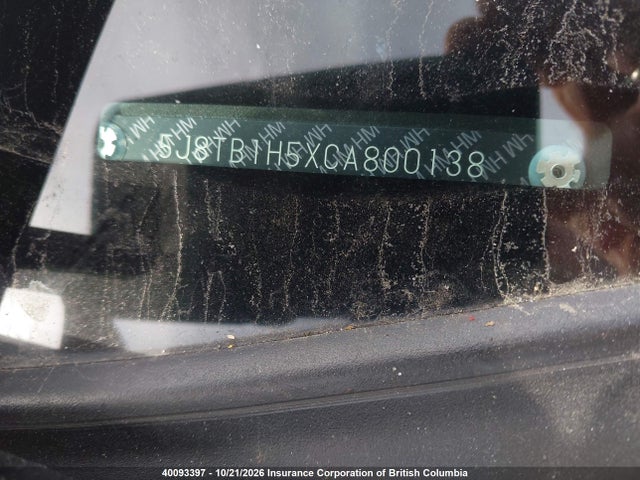 40093397 :رقم المزاد ، 5J8TB1H5XCA800138 vin ، 2012 Acura Rdx Technology مزاد بيع