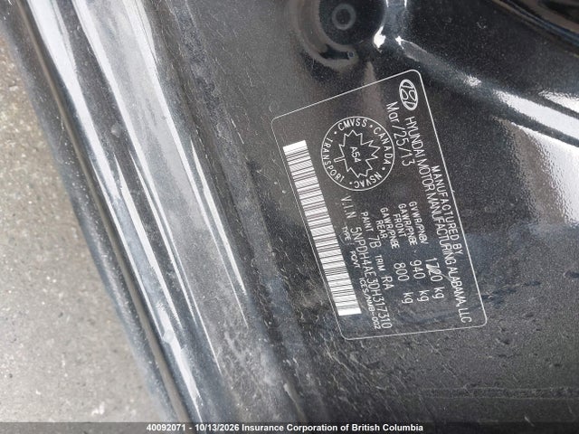 40092071 :رقم المزاد ، 5NPDH4AE3DH317310 vin ، 2013 Hyundai Elantra Gls/limited مزاد بيع