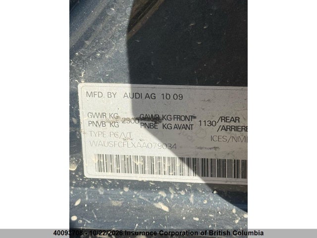 Продаж на аукціоні авто 2010 Audi A4, vin: WAUSFCFLXAA079034, номер лоту: 40093708