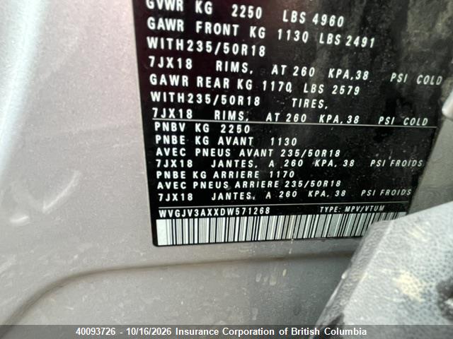 Aukcja sprzedaży 2013 Volkswagen Tiguan S/se/sel, vin: WVGJV3AXXDW571268, numer aukcji: 40093726
