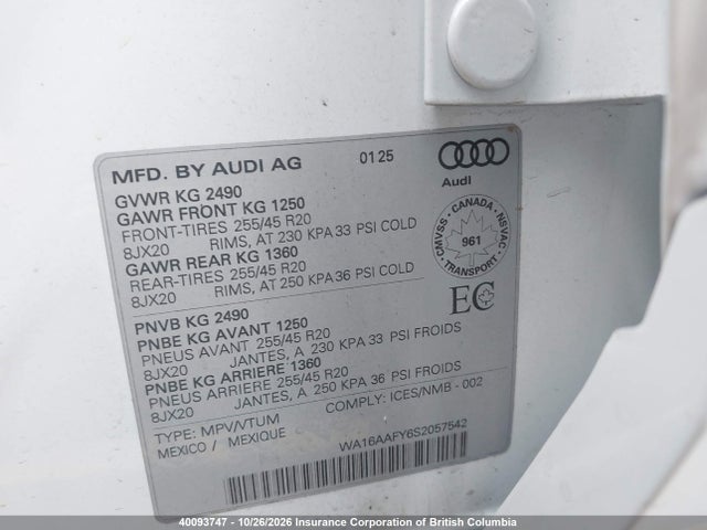 Audi Q5 2025 WA16AAFY6S2057542 Image 9