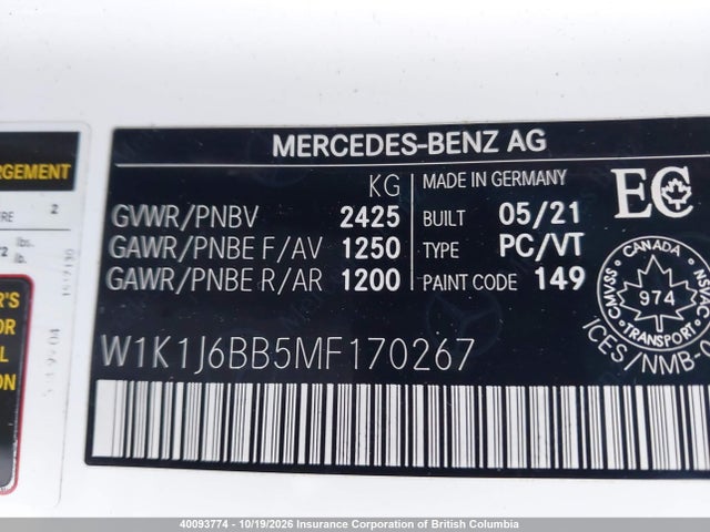 W1K1J6BB5MF170267 Mercedes-Benz Amg E 53 4matic