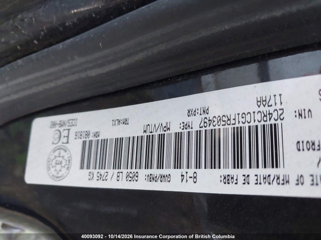 Продаж на аукціоні авто 2015 Chrysler Town & Country Touring L, vin: 2C4RC1CG1FR503497, номер лоту: 40093092