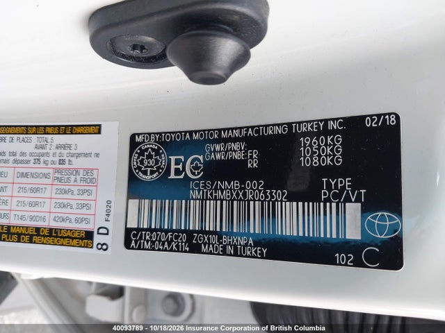 NMTKHMBXXJR063302 Toyota C-HR