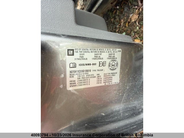 2009 Gmc Sierra K1500/k1500 Sl მანქანა იყიდება აუქციონზე, vin: 3GTEK13CX9G135619, აუქციონის ნომერი: 40093794