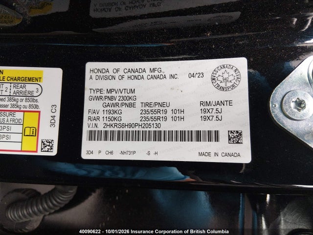 Aukcja sprzedaży 2023 Honda Cr-v Sport Touring, vin: 2HKRS6H90PH205130, numer aukcji: 40090622