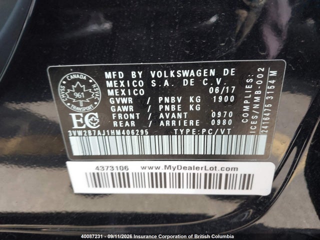 3VW2B7AJ1HM406295 Volkswagen JETTA S