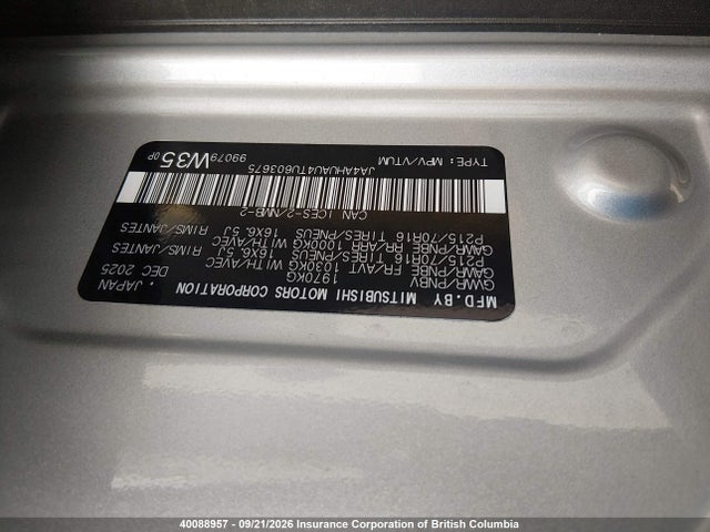JA4AHUAU4TU603675 Mitsubishi RVR ES