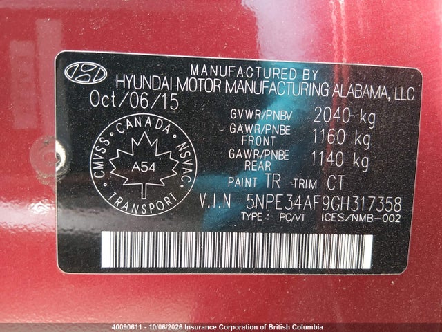 Aukcja sprzedaży 2016 Hyundai Sonata Sport/limited, vin: 5NPE34AF9GH317358, numer aukcji: 40090611