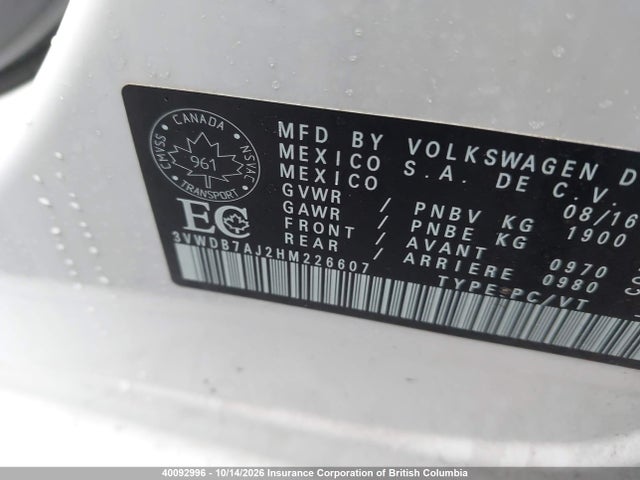 3VWDB7AJ2HM226607 Volkswagen JETTA SE