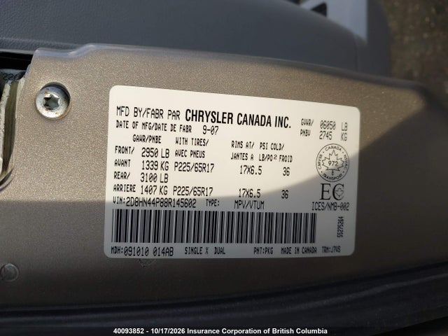 Продаж на аукціоні авто 2008 Dodge Grand Caravan Sxt, vin: 2D8HN44P88R145602, номер лоту: 40093852