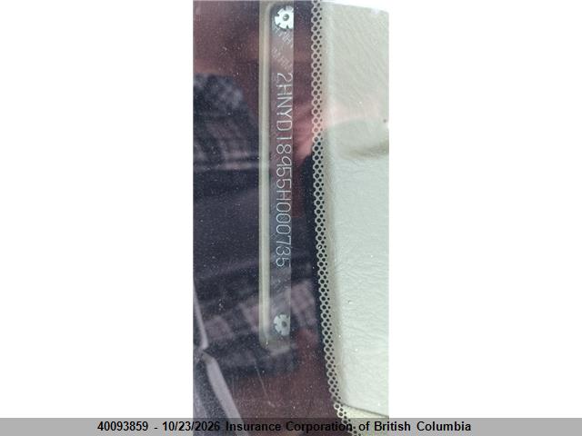 40093859 :رقم المزاد ، 2HNYD18955H000735 vin ، 2005 Acura Mdx مزاد بيع