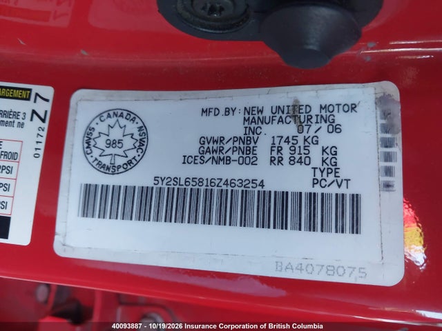 Продаж на аукціоні авто 2006 Pontiac Vibe, vin: 5Y2SL65816Z463254, номер лоту: 40093887