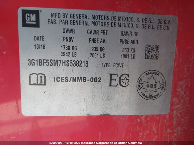 Chevrolet Cruze 2017 3G1BF5SM7HS538213 Image 9
