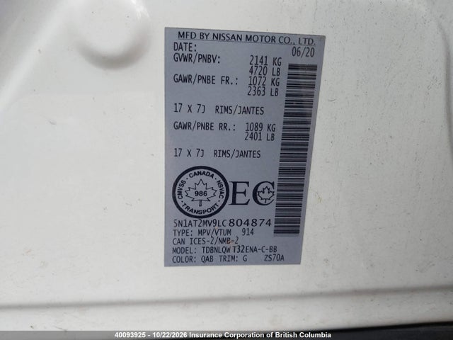 Nissan Rogue 2020 5N1AT2MV9LC804874 Image 9