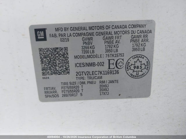 GMC SIERRA 1500 LIMITED 2019 2GTV2LEC7K1169136 Image 9