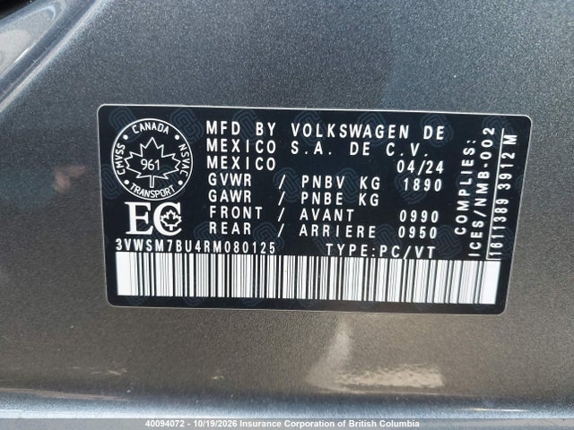 Volkswagen Jetta 2024 3VWSM7BU4RM080125 Image 9