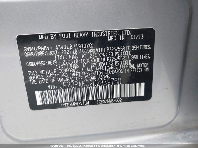 Продажа на аукционе авто 2013 Subaru Xv Crosstrek 2.0 Limited, vin: JF2GPAKC2D2839750, номер лота: 40090608