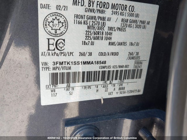 Ford Mustang Mach-e Select 2021 3FMTK1SS1MMA18548 Image 9