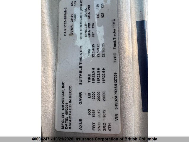 Продаж на аукціоні авто 2025 International Lt, vin: 3HSDZAPRXSN127339, номер лоту: 40094247