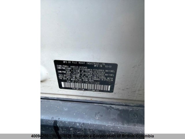 Продаж на аукціоні авто 2010 Subaru Forester 2.5 X Touring Package, vin: JF2SH6CC1AG781048, номер лоту: 40094250