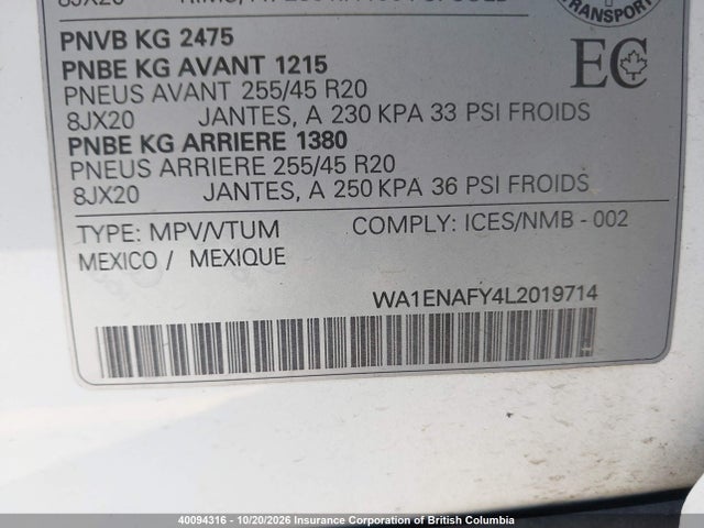 Audi Q5 2020 WA1ENAFY4L2019714 Image 9