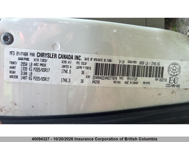 2010 Dodge Grand Caravan Se მანქანა იყიდება აუქციონზე, vin: 2D4RN4DEXAR277870, აუქციონის ნომერი: 40094327