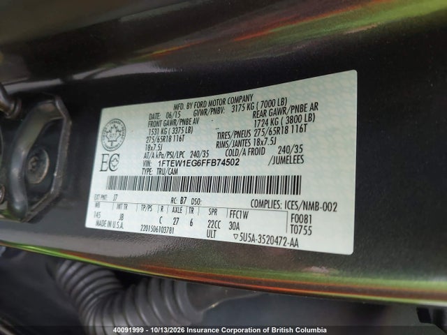 Продаж на аукціоні авто 2015 Ford F150 Supercrew, vin: 1FTEW1EG6FFB74502, номер лоту: 40091999
